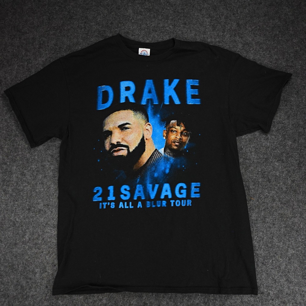 Drake 21 Savage It's‎ All a Blur Tour Black T-Shirt Delta Size Large